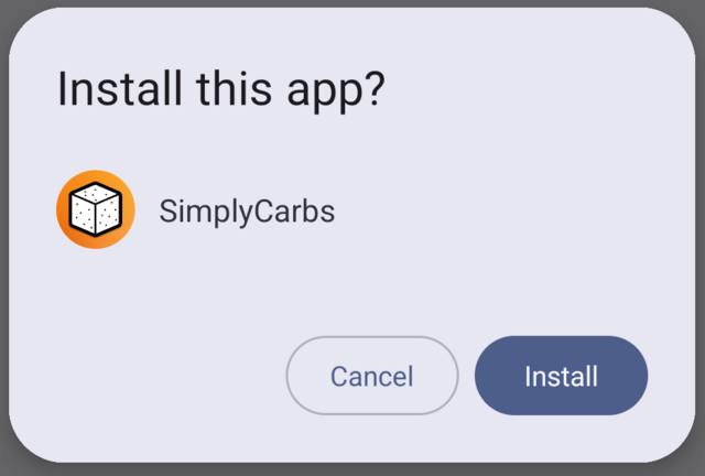 The Install this app dialog, with an Install button